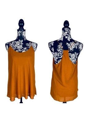 5 for $25 Beceel goldenrod loose fit racerback chiffon top size large